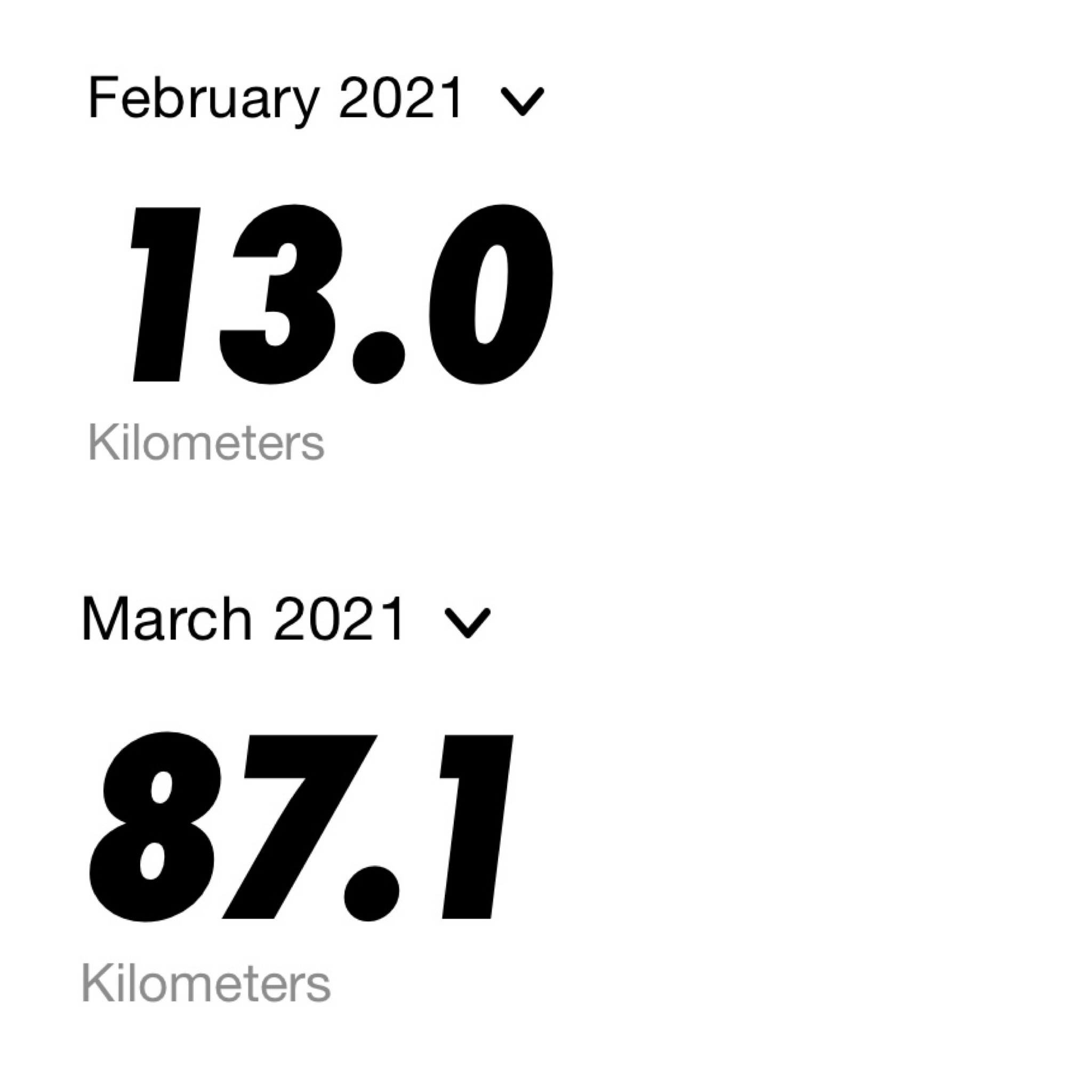 2월, 3월 달리기 기록